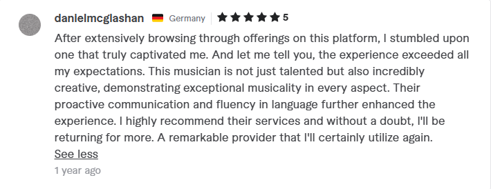 Client feedback on Fiverr — screenshot 1